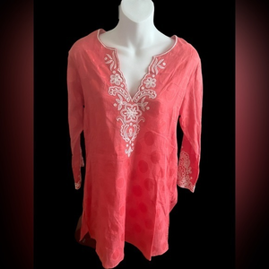 Sulu Coral Polka-Dot‎ Embroidered Tunic 6